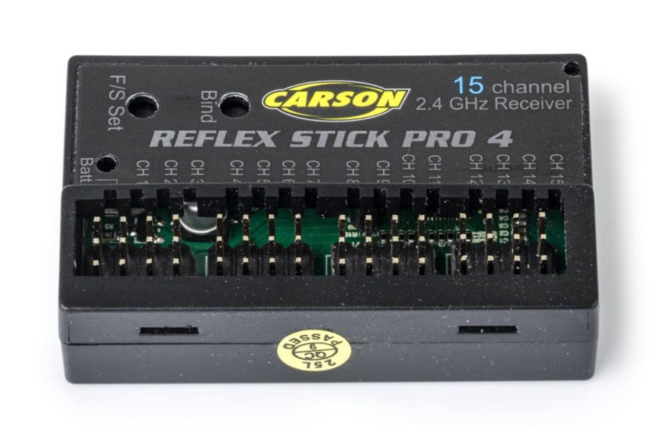 2,4GHz-Empfänger mit 15 Kanälen. Für Reflex-Stick Pro 4