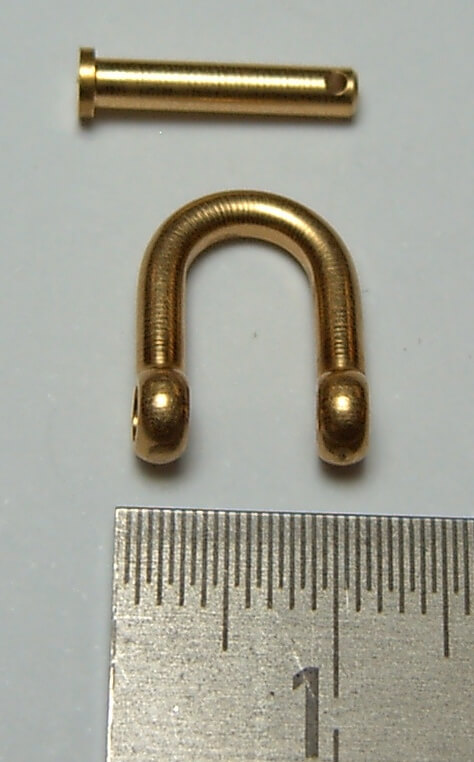 1 Schäkel ca. 15x11mm, mit Steckbolzen   mit Querloch,