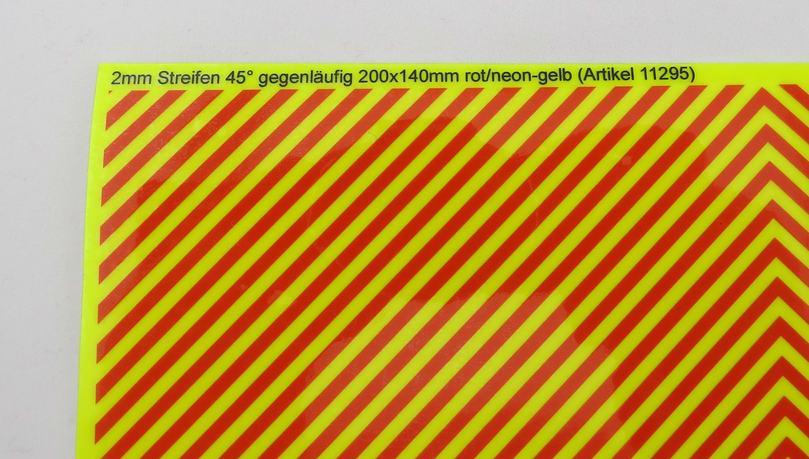 Dekorbogen Warnstreifen NEON-GELB, ca. 200x140mm 2mm-Streife