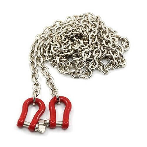 Schäkel Alu rot mit Stahl-Kette 75cm lang