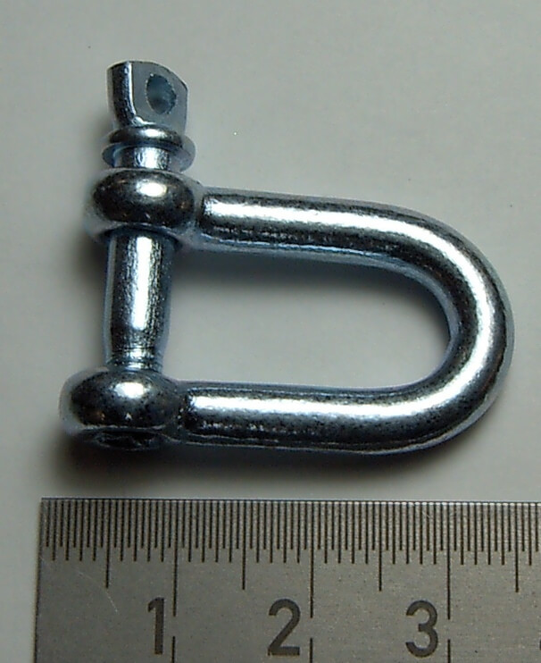 1 Schäkel ca. 19x10mm, mit Gewindebolzen mit Auge, verzinkt 