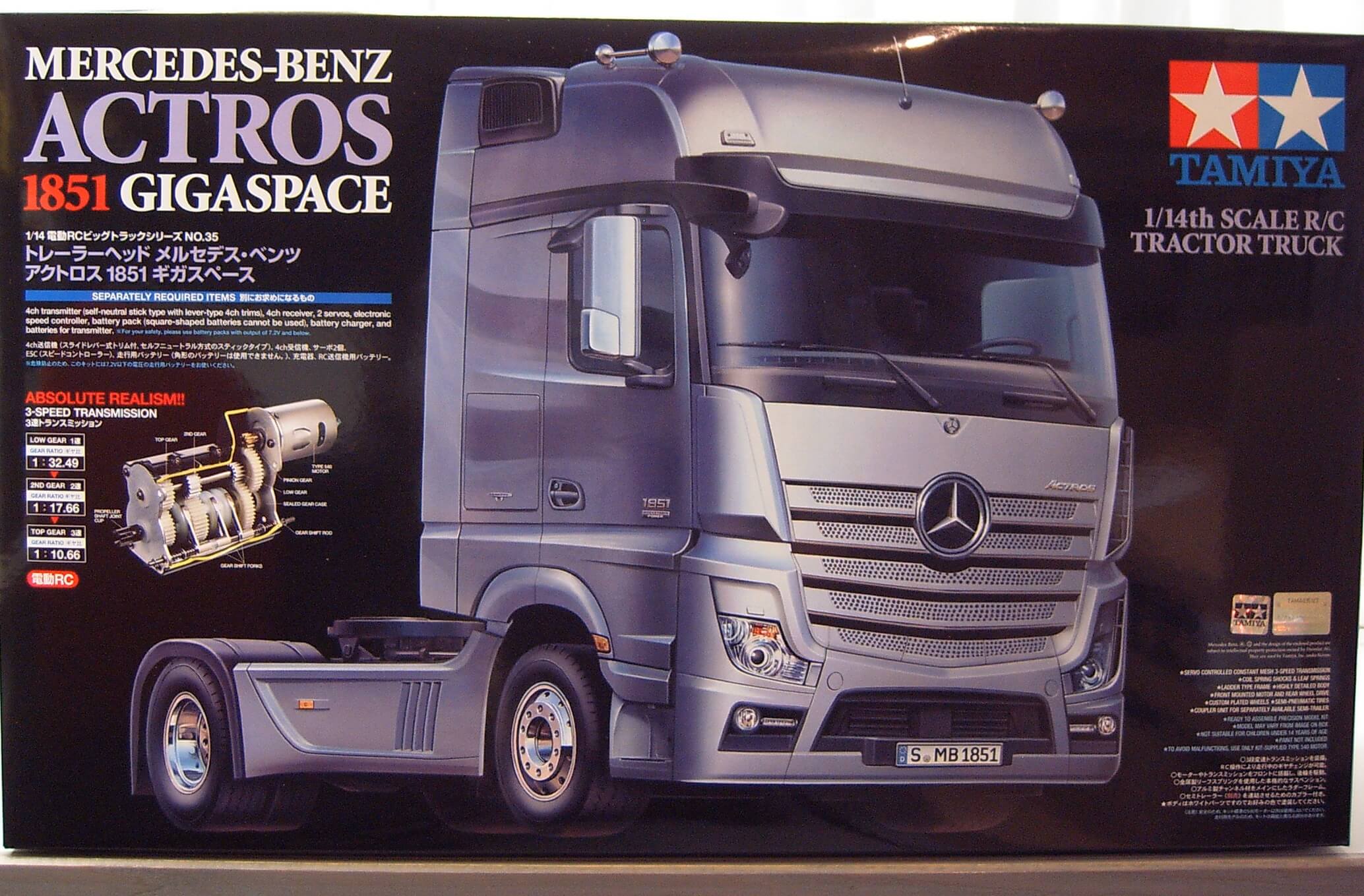 1 Tamiya Mercedes Benz Actros 1851 GigaSpace 4x2. Bausatz   