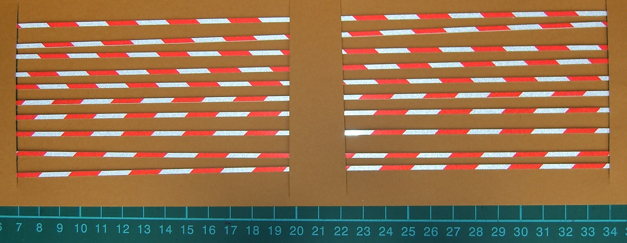Warnstreifenset 2mm Streifenbreite, 45°, rot/weiß-reflex, Warnstreifenset 2mm Streifenbreite, 45°, rot/weiß-reflex,