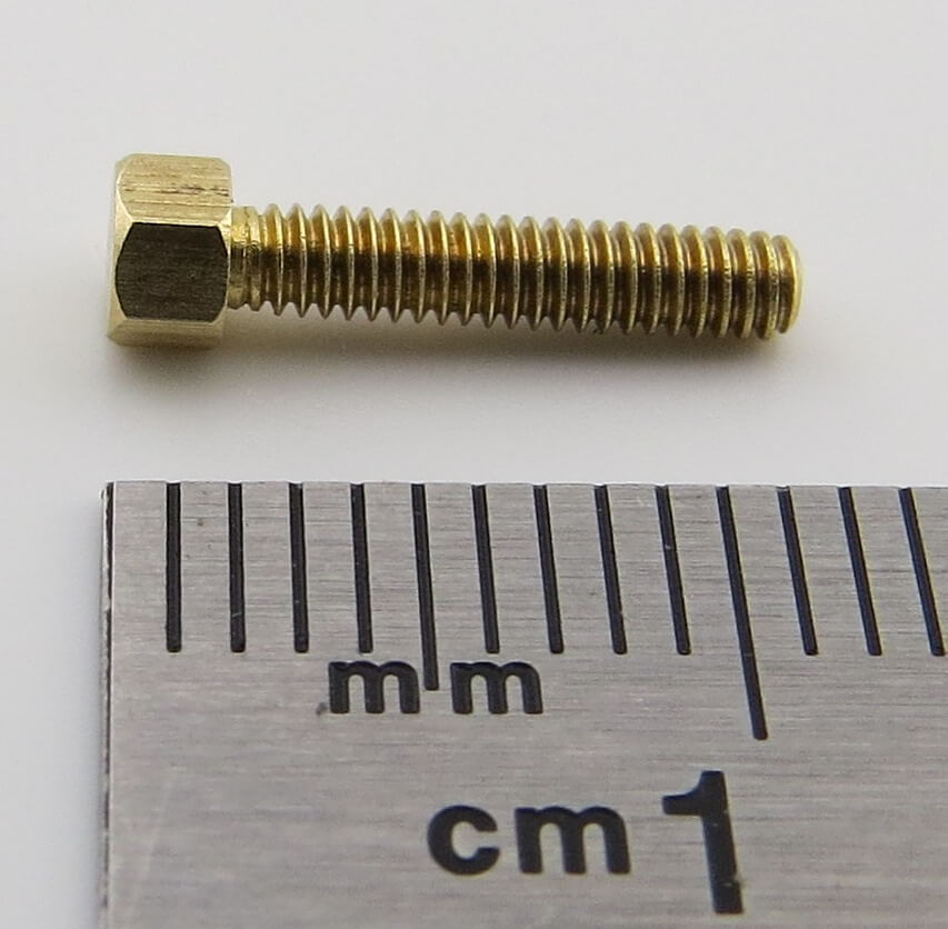 6-Kant modeli vida M2,0x10 pirinç, SW 3,0mm KH 2,0mm