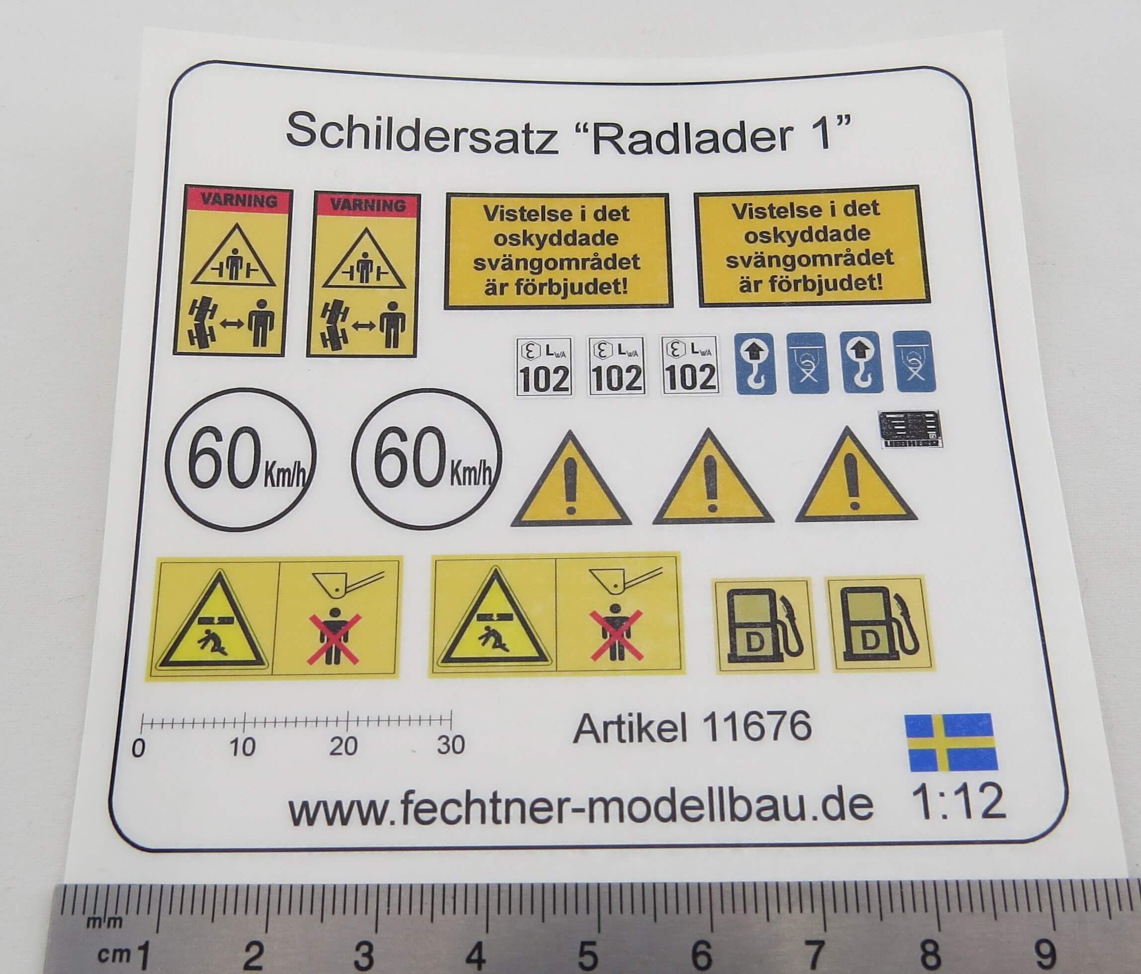 1x Decal Sheet, Self Adhesive Wheel Loader1, 1: 12.
