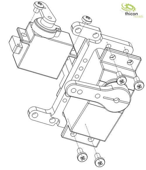 1 Servohalter für Lenk- und Schaltservo. schwarz eloxiert.