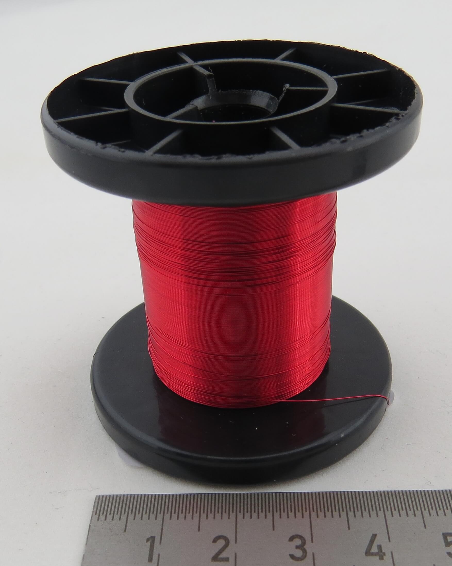 100m Kupferlackdraht, ROT, auf Spule. Kräftige Farbe 100m Kupferlackdraht, ROT, auf Spule. Kräftige Farbe