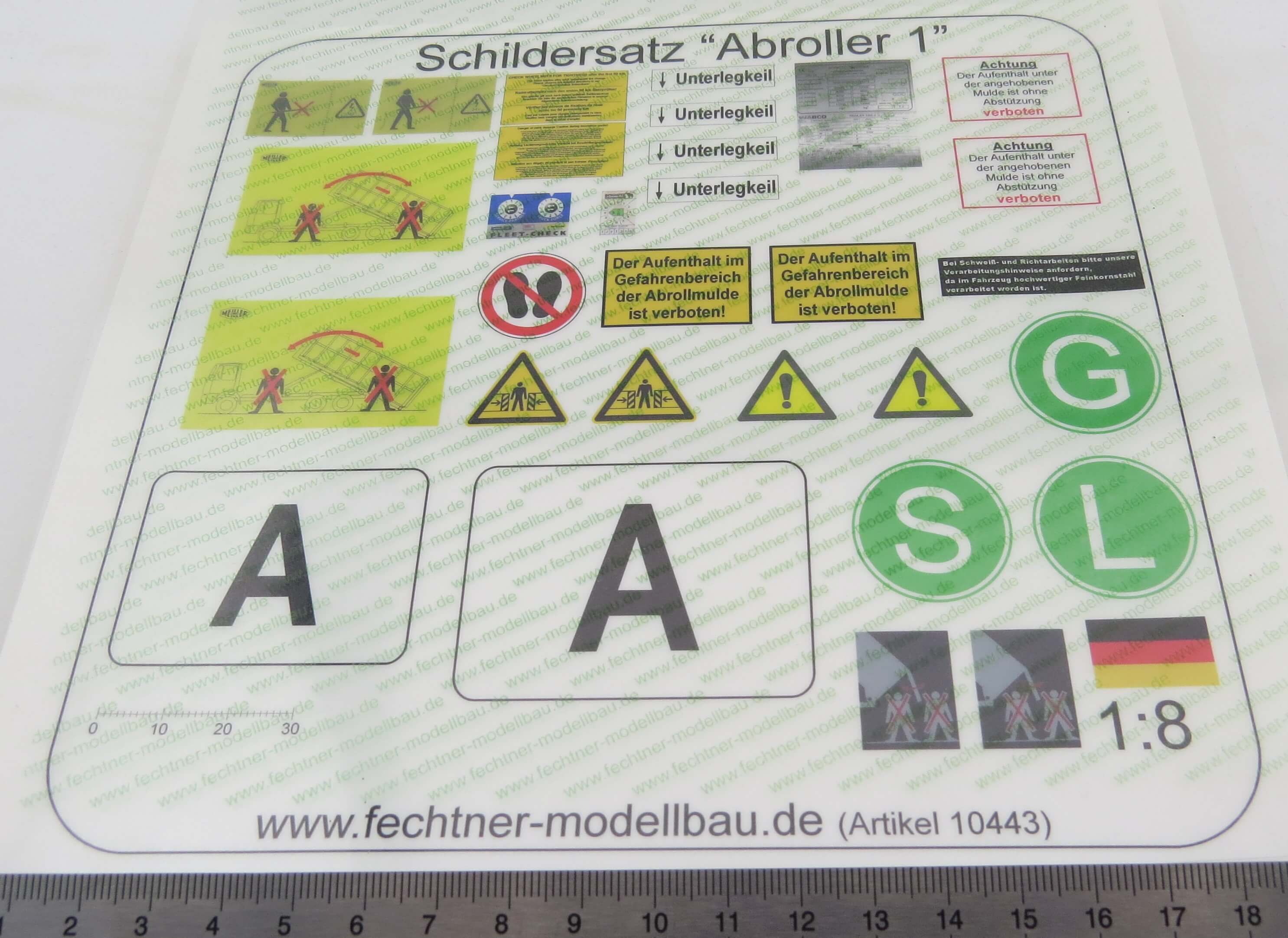 Decalbogen, Selbstklebefolie "Abroller1" passend zu Maßstab 