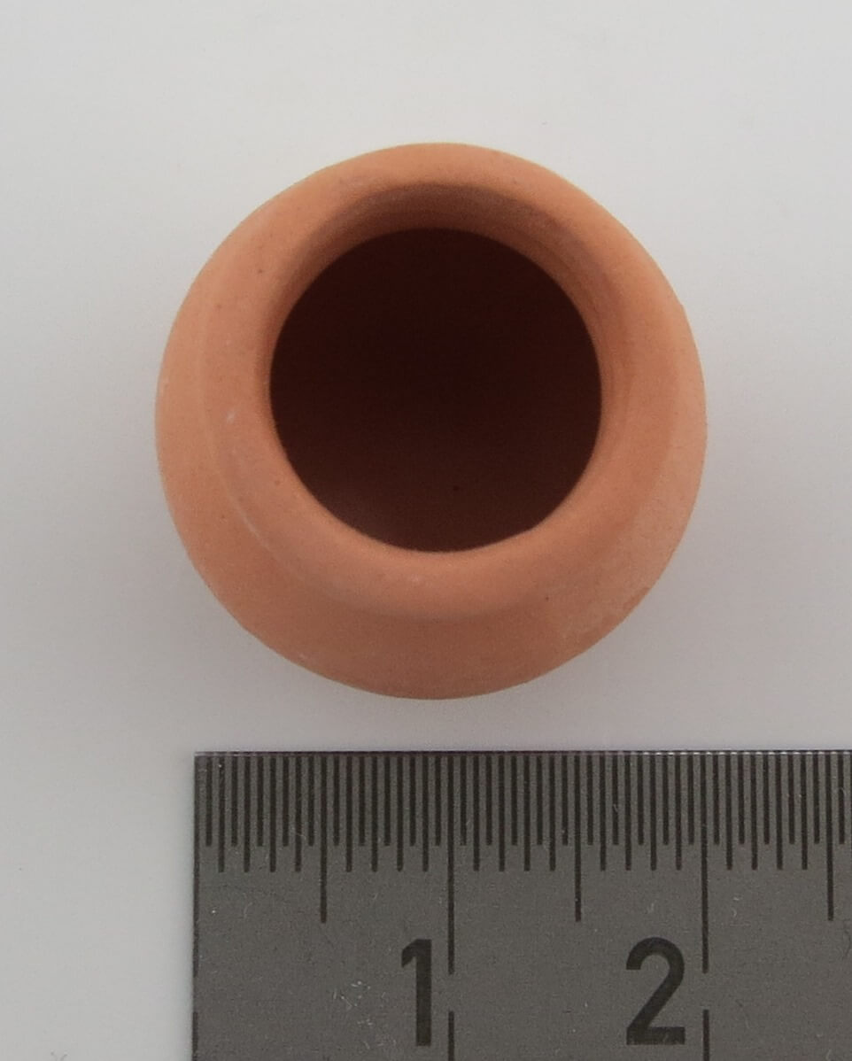Tonkrug, bauchig, 20mm Durchmesser, 20mm hoch. Ohne Griffe