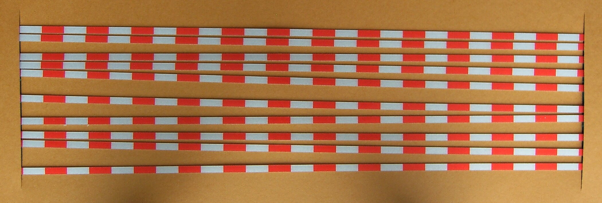 Warnstreifenset 3mm Streifenbreite, 90°, rot/weiß-reflex, Warnstreifenset 3mm Streifenbreite, 90°, rot/weiß-reflex,