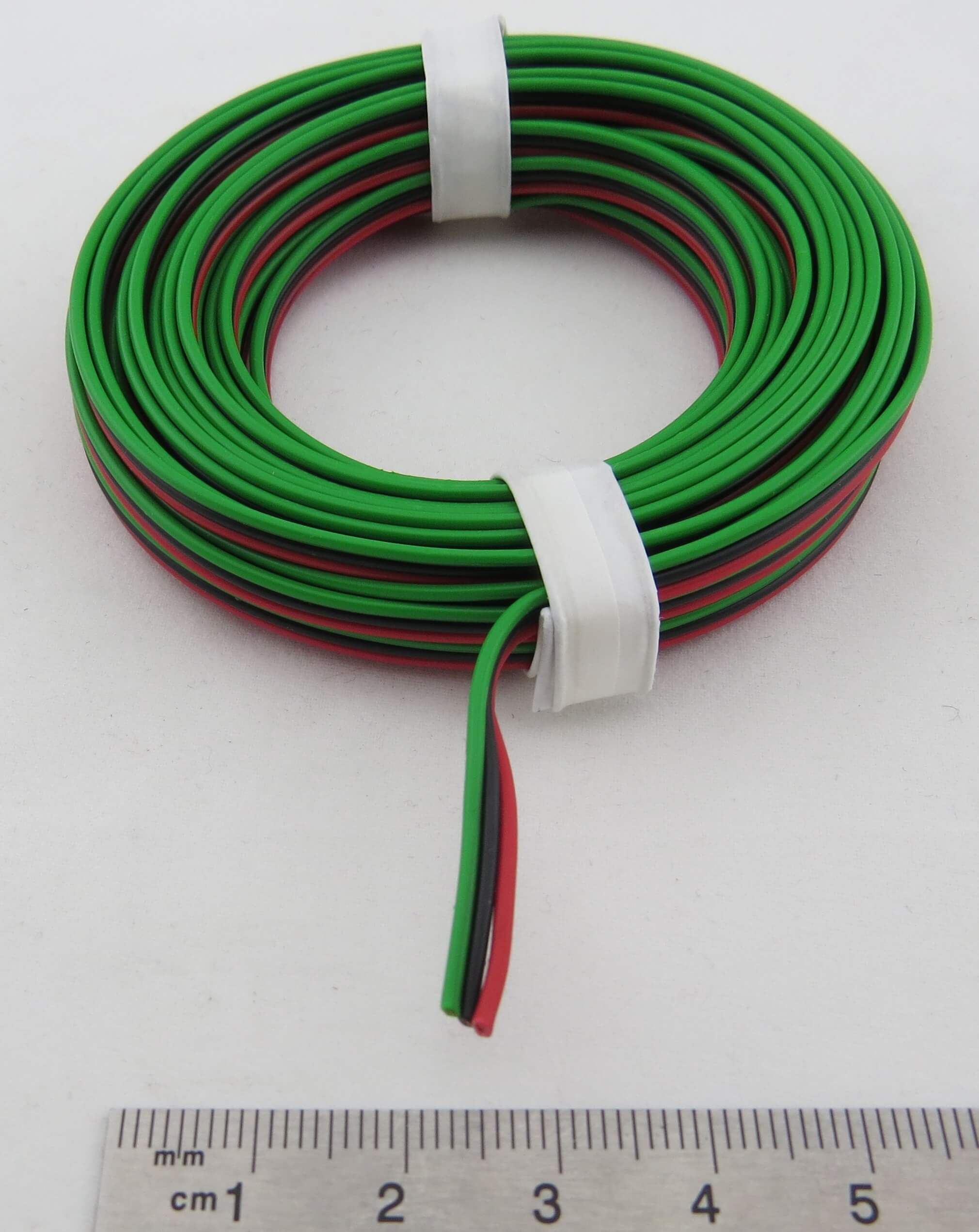 Drillingslitze 0,14qmm, 5m-Ring. Kupferlitze, rot-schwarz-gr Drillingslitze 0,14qmm, 5m-Ring. Kupferlitze, rot-schwarz-gr