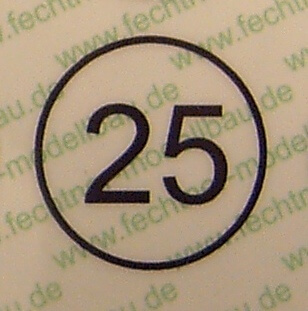 Geschwindigkeitsschild weiss <25> 10mm Durchmesser Geschwindigkeitsschild weiss  10mm Durchmesser