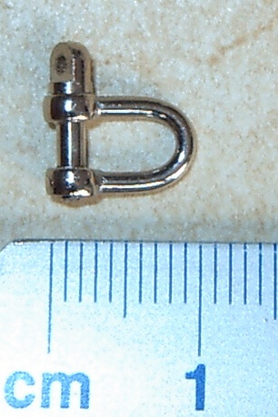 Schäkel ca. 11x7x1,4mm mit Augbolzen Messing, vernickelt, 1