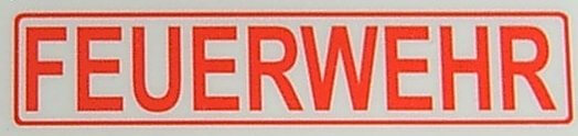 Textschild "FEUERWEHR",rot,1:10 selbstklebende Folie mit Textschild "FEUERWEHR",rot,1:10 selbstklebende Folie mit