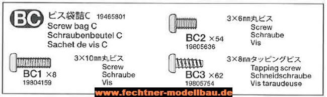 1 Schraubenbeutel BC. Für MAN TGX 18.540 4x2 XLX von Tamiya 