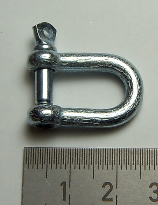 1 Schäkel ca. 16x8mm, mit Gewindebolzen  mit Auge, verzink  