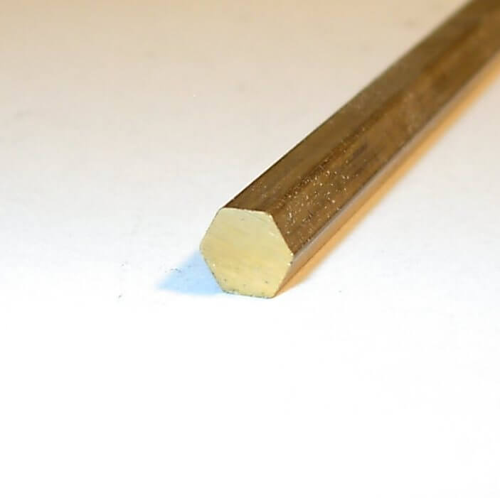 Sechskant-Messing SW 2,5 mm, 1m lang Bohr- und Drehqualität Sechskant-Messing SW 2,5 mm, 1m lang Bohr- und Drehqualität