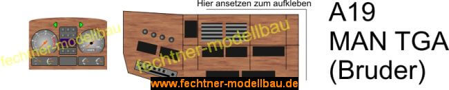 Decal/Aufkleber "Armaturenbrett" A19 für MAN TGA (Bruder),  