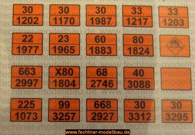 gedruckte Gefahrguttafel (TAM-Maßstab) 1:14 1 gedruckte Gefahrguttafel (TAM-Maßstab) 1:14