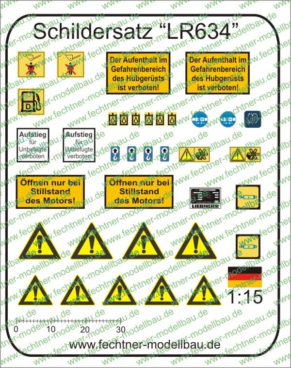 Decalbogen, Selbstklebefolie "LR634" passend zur Laderaupe Decalbogen, Selbstklebefolie "LR634" passend zur Laderaupe