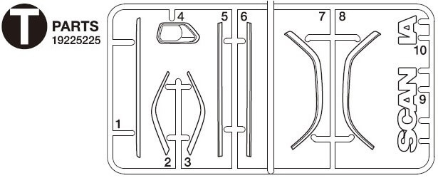2443652 Injection molded parts set T-parts chrome-plated Scania logo 31922522 ...