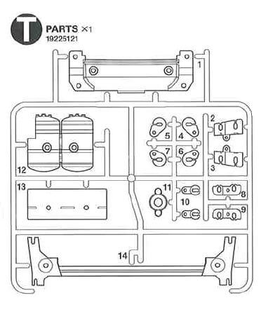 1 Spritzguss-Teilesatz T-Teile, schwarz. Für MAN von Tamiya 