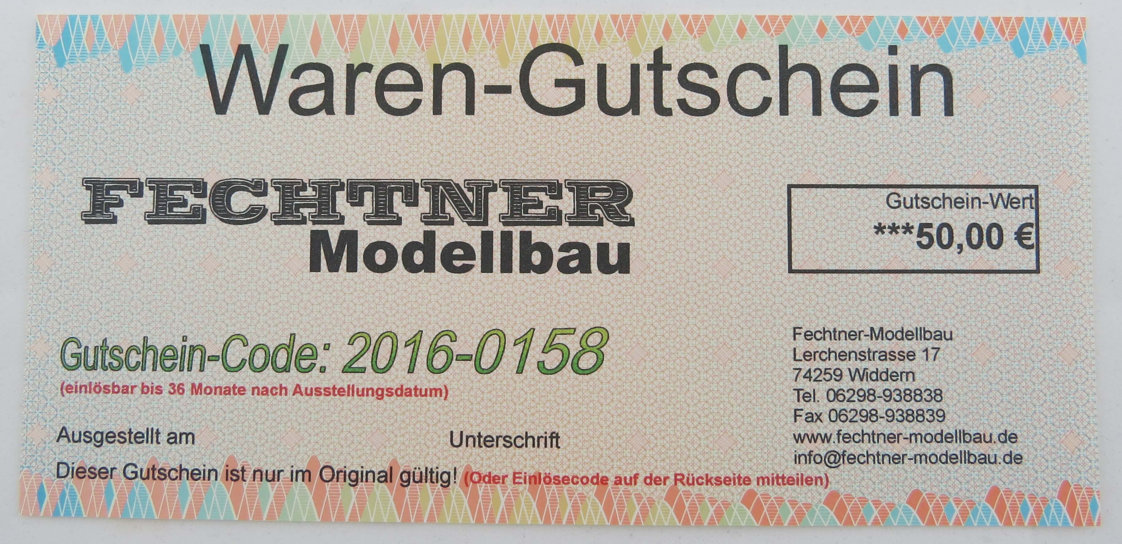 Goods voucher of 50 euros. The voucher can in