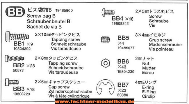 1 Schraubenbeutel BB. Für MAN TGX 18.540 4x2 XLX von Tamiya 