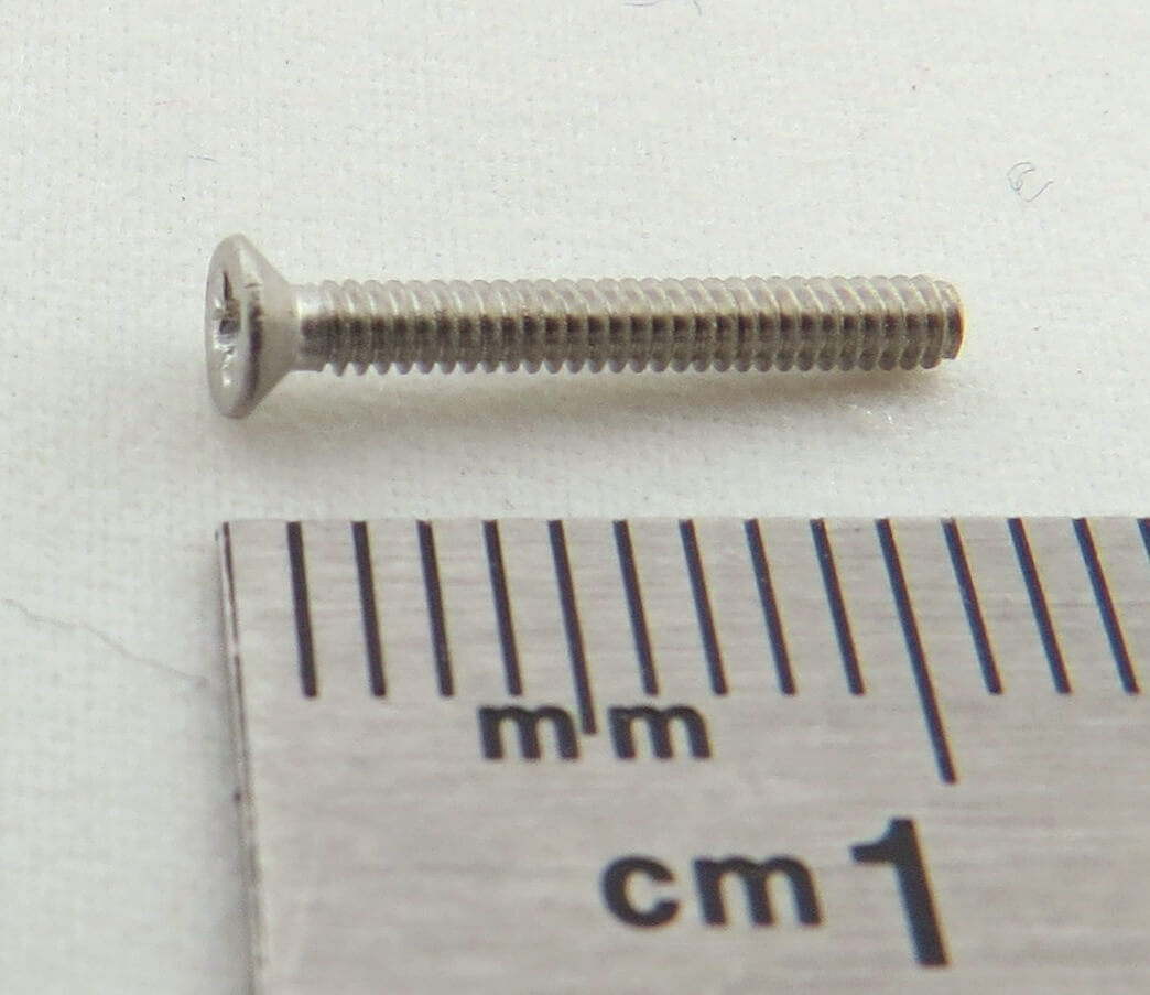 25 Senkschrauben m.Kreuzschlitz M1,6x12  DIN 965, Niro Edels