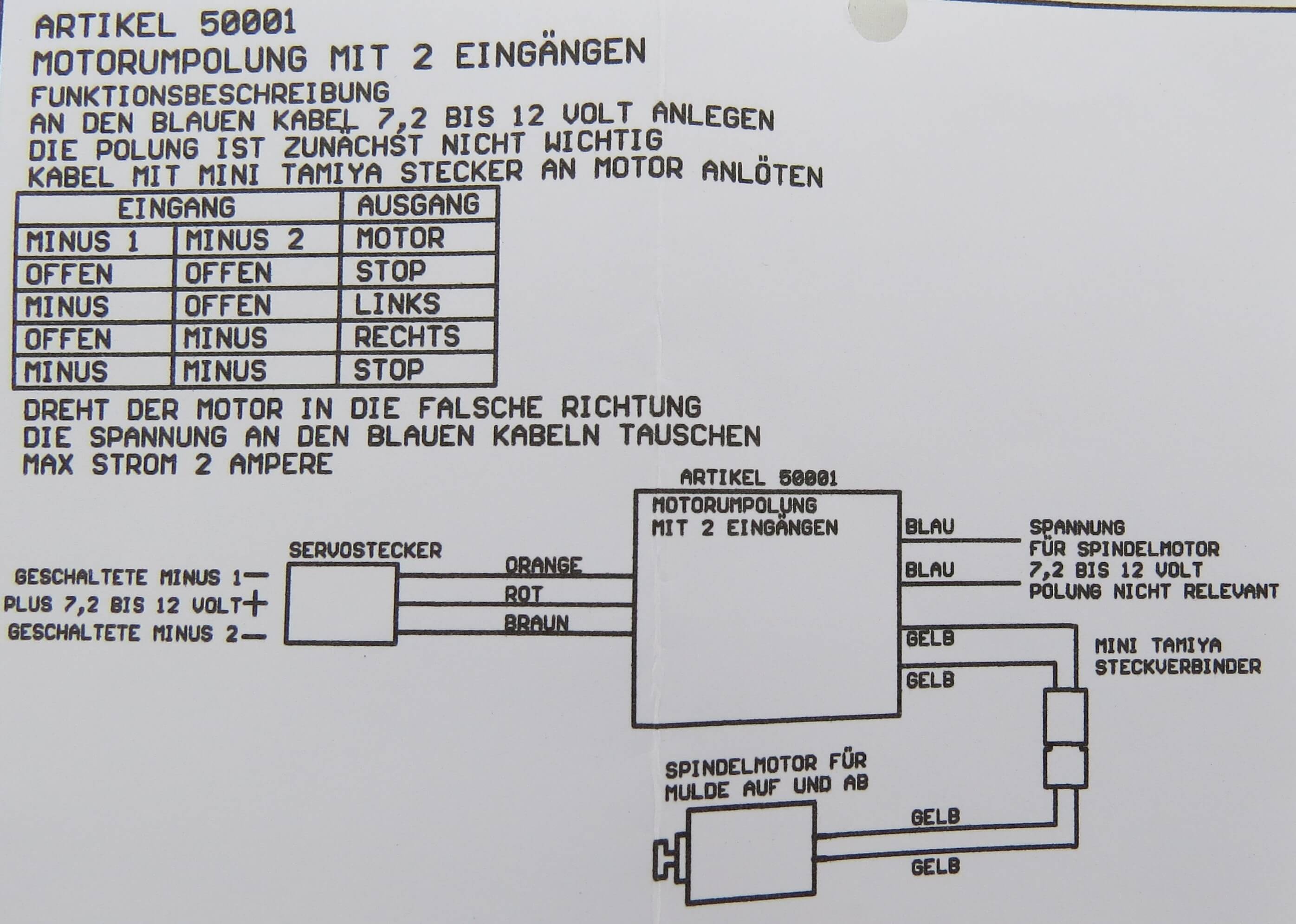 Motorumpolung/Relais. 2 Eingänge. Zur Anschaltung an IR