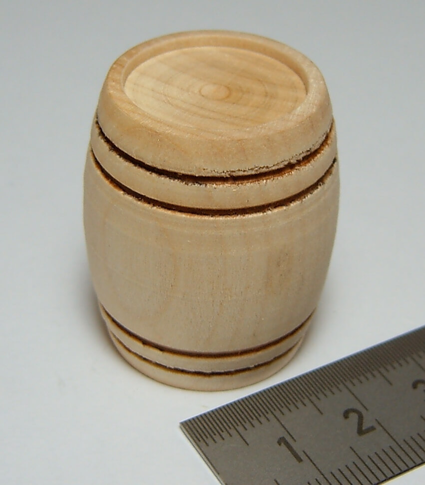 Holz-Fass 3,5cm Höhe, 4 braune Ringe,  Durchmesser 3,0cm 1 Holz-Fass 3,5cm Höhe, 4 braune Ringe,  Durchmesser 3,0cm