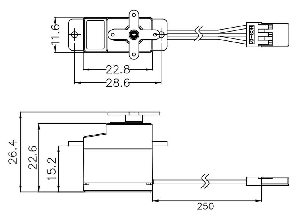 Servo HS-53 (Hitec). Analoges Standard Micro-Servo 