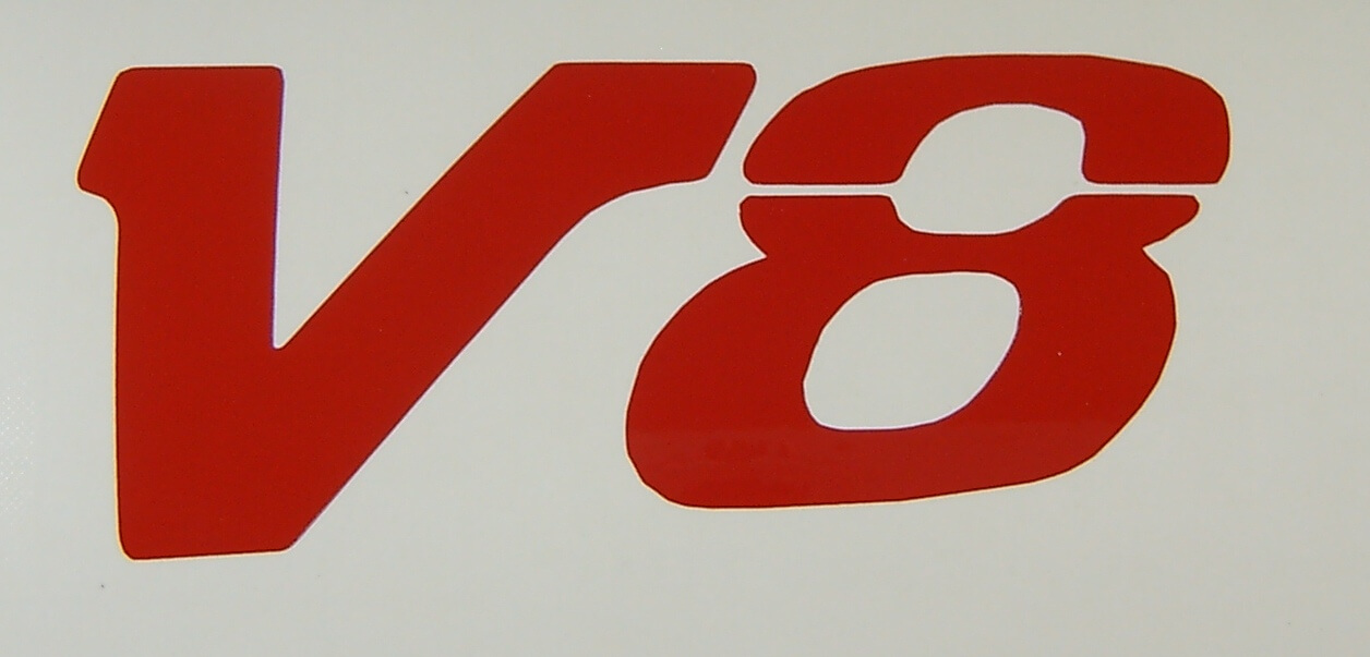 1 Folien-Decal "V8"-Symbol 80mm hoch aus hochwertiger       