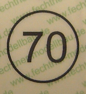 Geschwindigkeitsschild weiss <70> 10mm Durchmesser Geschwindigkeitsschild weiss  10mm Durchmesser