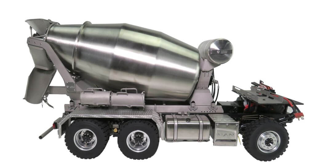 1:14 Betonmischer-Aufbau aus Edelstahl für 3-Achs LKW 1:14 Betonmischer-Aufbau aus Edelstahl für 3-Achs LKW