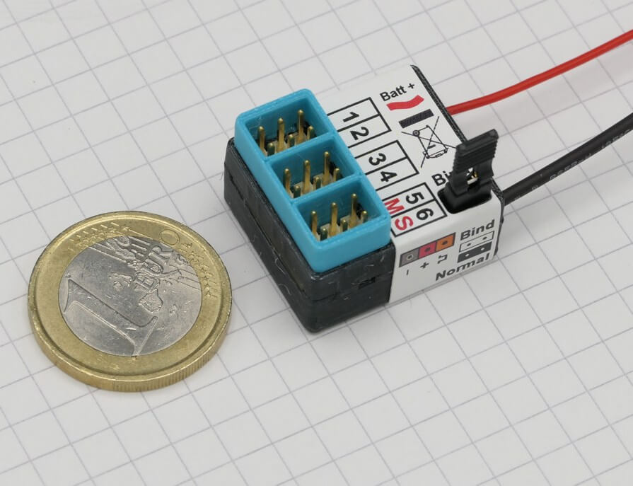 2,4GHz Empfänger mit 6-Servokanälen. RM6+. Unterstützt 1    