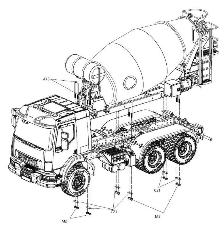 1:14 Betonmischer-Aufbau aus Edelstahl für 3-Achs LKW
