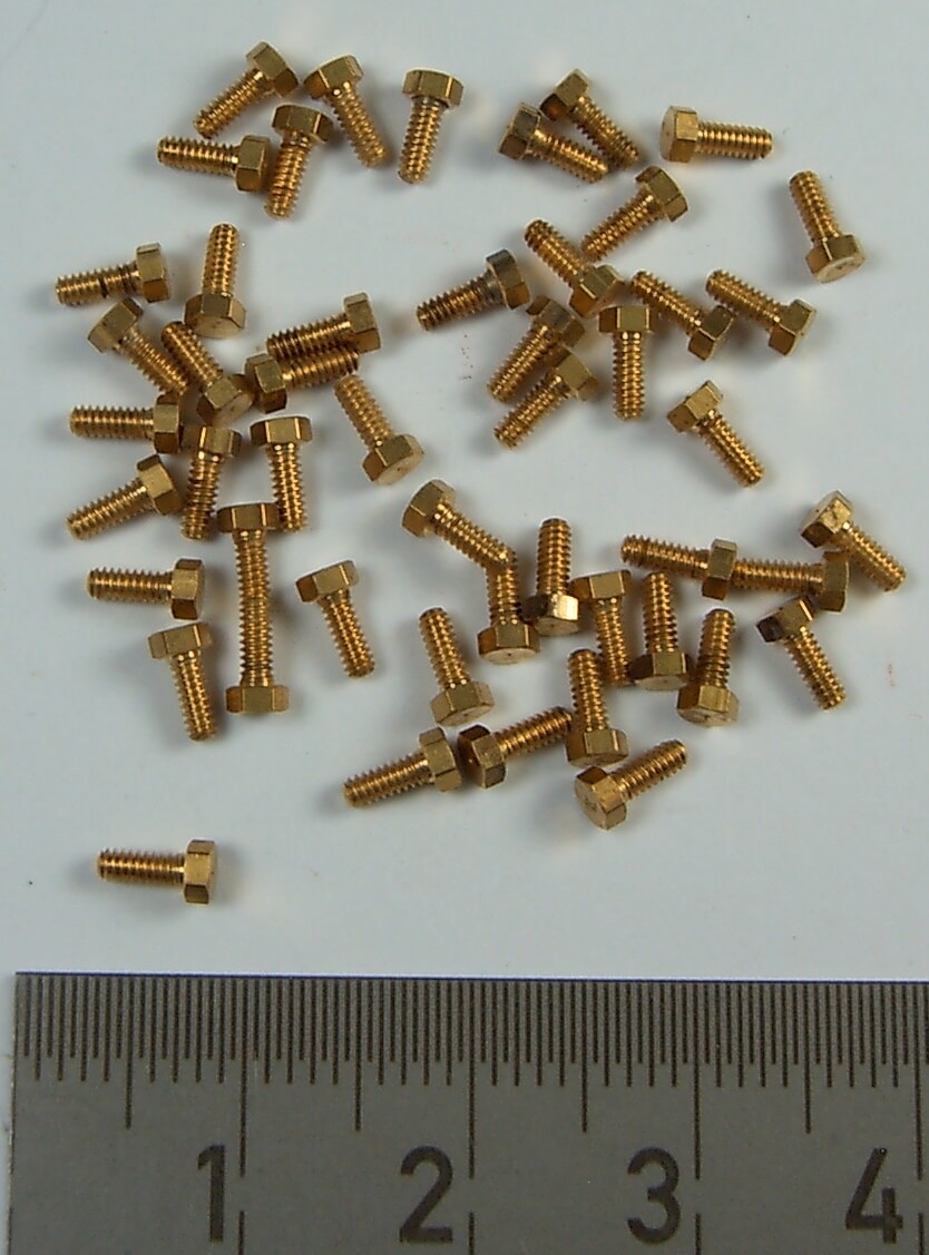 6-Kant-Modellschraube M1,6 x 4 Messing, SW 2,5mm Kopfhöhe