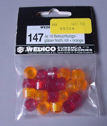 Beleuchtungsgläser hoch, rot+orange je 15 Stück, 10mm       