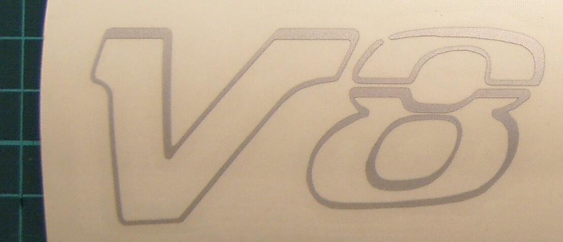 1 Folien-Decal "V8"-Symbol 37mm hoch aus hochwertiger       