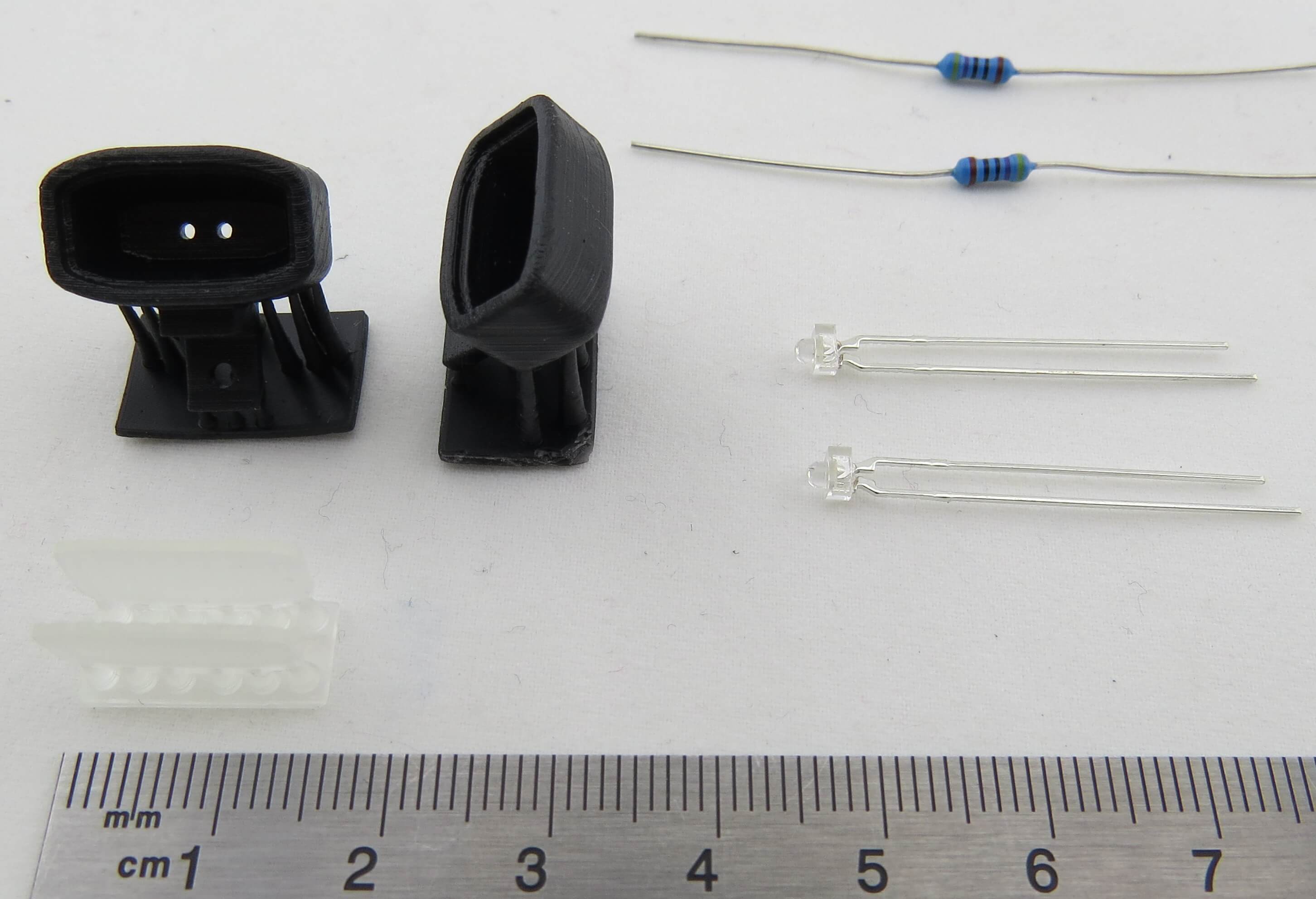 2x Rechteck-Scheinwerfer, schwarz. Material: ABS 3D-Druck. S