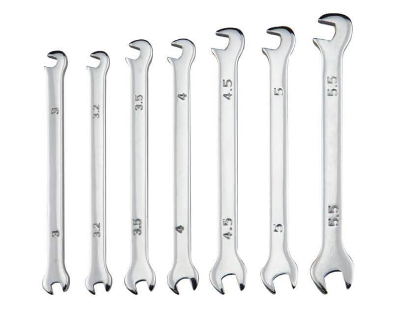 Mini-Doppel-Maulschlüssel, 7-teilig.  (Gabelschlüssel). 7 1x Mini-Doppel-Maulschlüssel, 7-teilig.  (Gabelschlüssel).