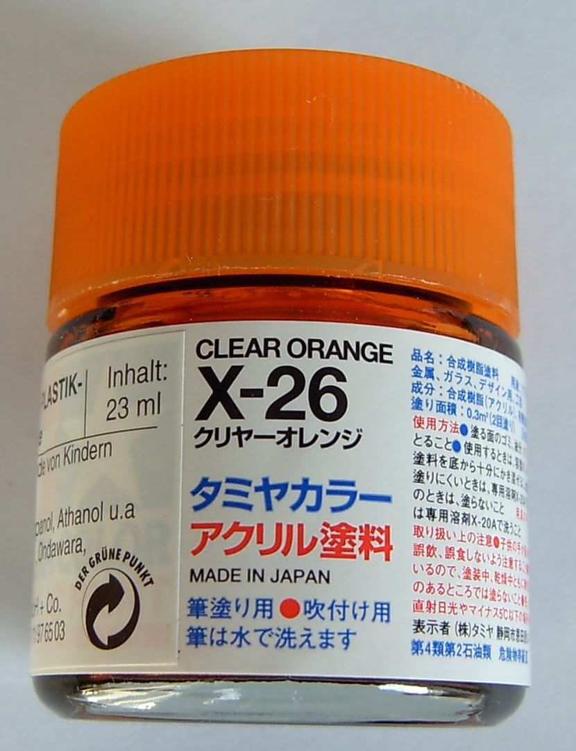 Acryl-Lack ca.23ml, klar orange glänzend X26 transparent,   