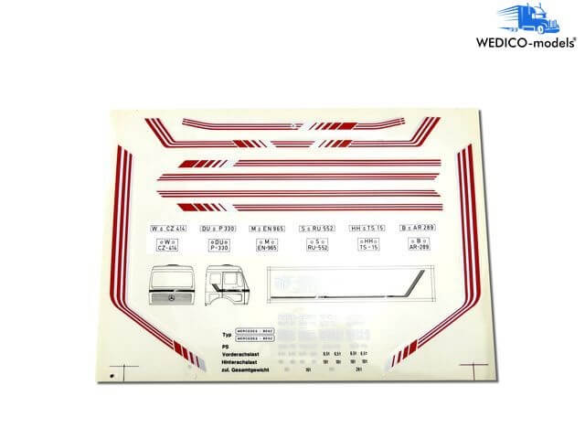 Dekorbogen, Mercedes-Benz SK, Wedico.  Rot/Silber (531-w)