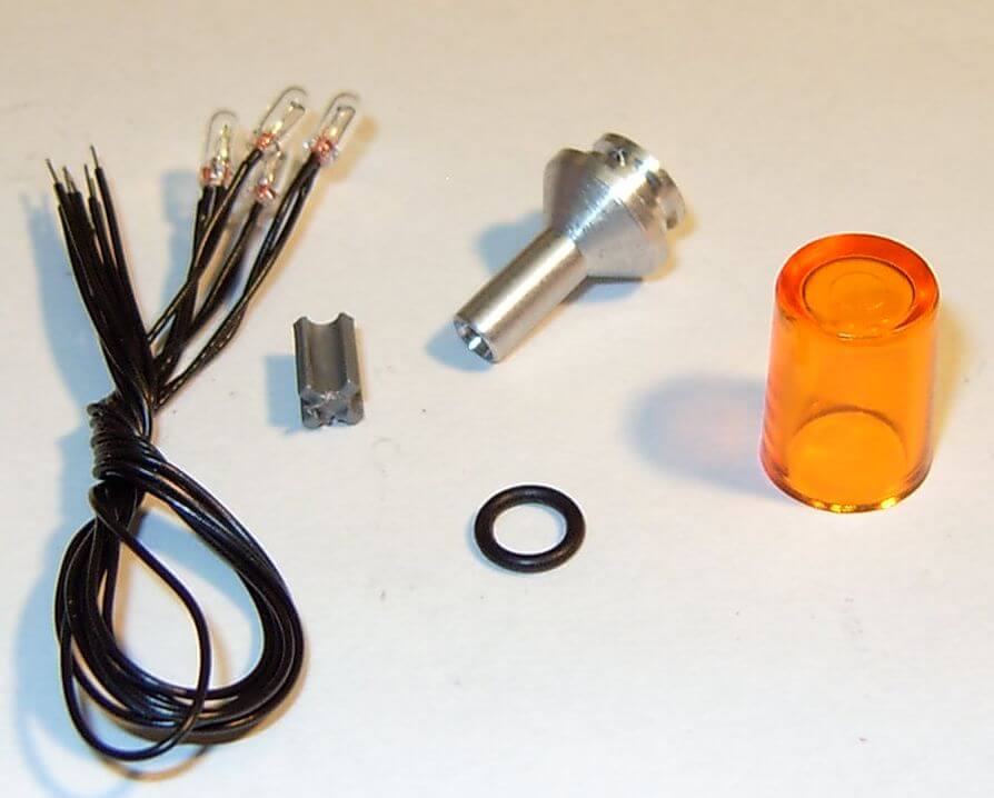 Rotating beacon, orange, vertical, 1:16 with 4x bulbs