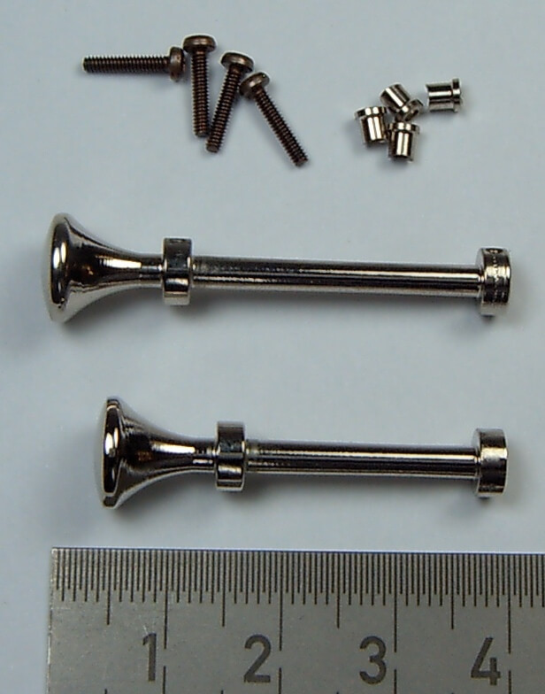 2 Fanfaren, MS vernickelt, mit Befest-   igungsmaterial Fanfaren, MS vernickelt, mit Befestigungsmaterial, 2 Stück