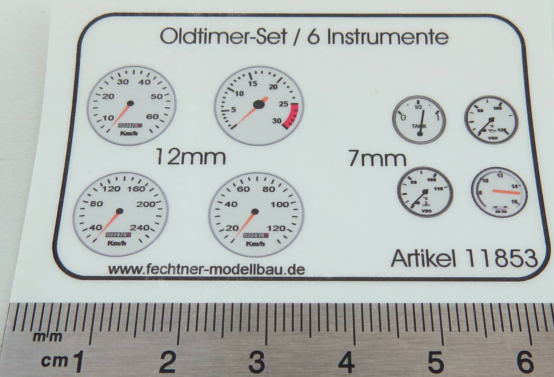 Instrumenten-Aufklebersatz, Oldtimer, 6 Instrumente. 2x 1 1x Instrumenten-Aufklebersatz, Oldtimer, 6 Instrumente. 2x 1