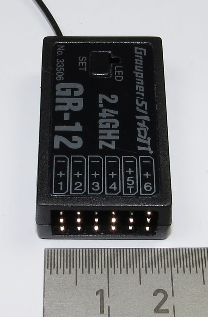 Graupner-Empfänger HOTT GR-12, 2,4GHz. 6-Kanal, Graupner