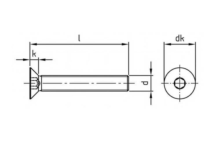 Senkkopfschrauben mit Innen-6kant DIN7991, Stahl, M2x16
