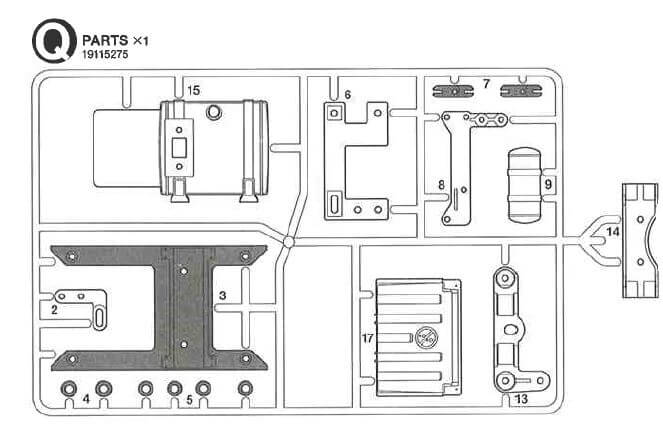Spritzguss-Teilesatz Q-Teile, schwarz. Für MAN 26.540 6x4 1 Spritzguss-Teilesatz Q-Teile, schwarz. Für MAN 26.540 6x4